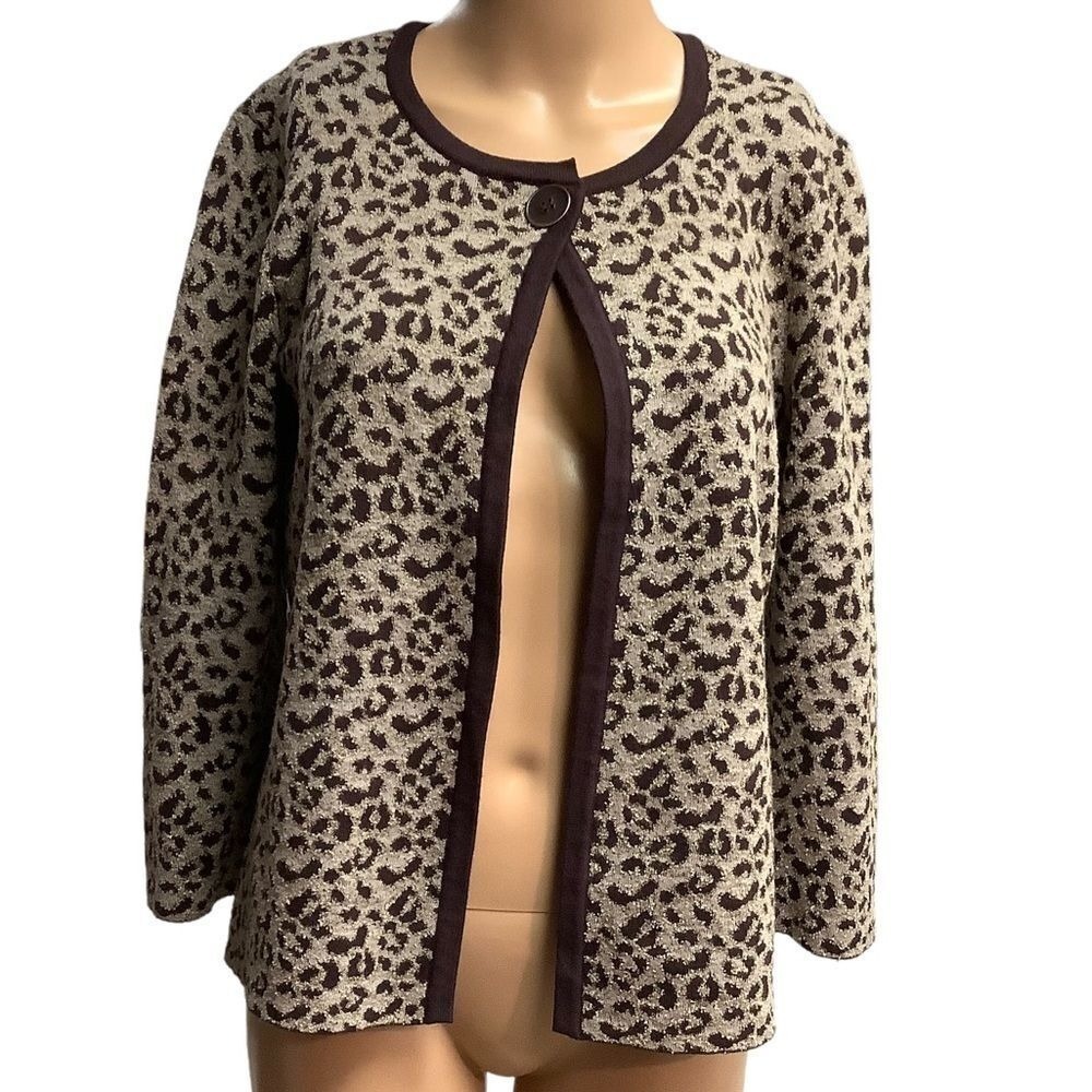 NWT Jones New York leopard print one button cardigan size S new with tags Y2K - Picture 2 of 13